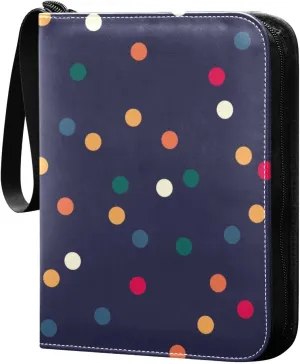 Colorful Polka Dots Card Collecting Binder, 4 Pocket Binder with Sleeves for Sports Cards, Game Cards