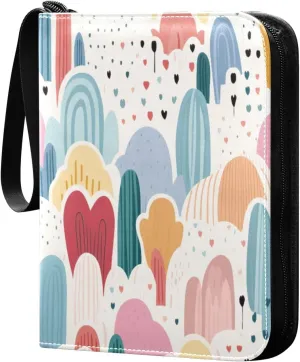 Colorful Rainbows Card Binder with 50 Removable Page Sleeves PU Leather Collectible Trading Card Albums Book with Zipper for Games Card,Baseball Cards