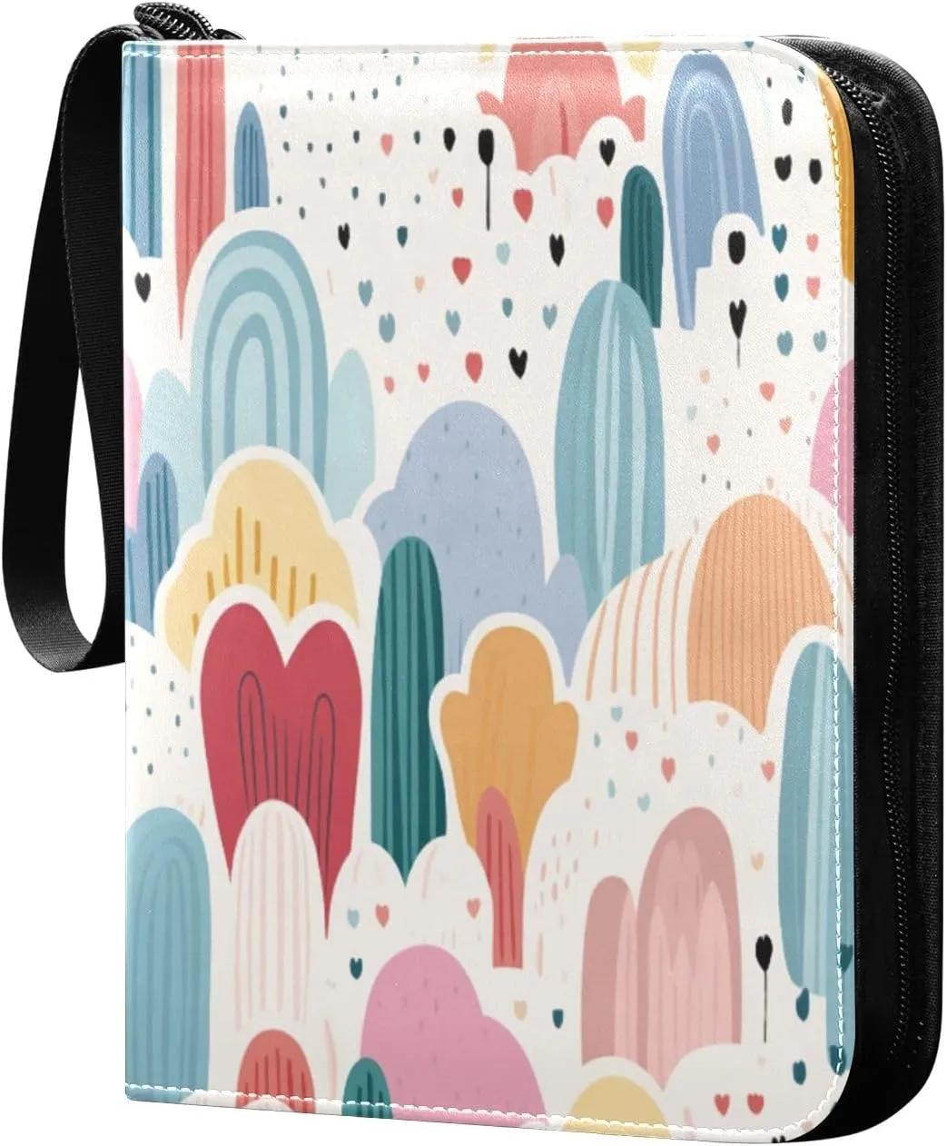 Colorful Rainbows Card Binder with 50 Removable Page Sleeves PU Leather Collectible Trading Card Albums Book with Zipper for Games Card,Baseball Cards