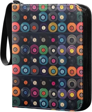 Colorful Records Striped Watermelon Card Binder with 50 Removable Page Sleeves PU Leather Collectible Trading Card Albums Book with Zipper for Games Card,Baseball Cards