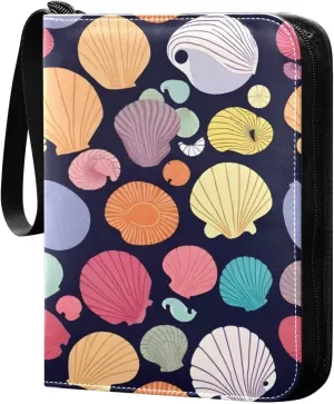 Colorful Sea Shell Card Binder Trading Cards Holder 4-Pocket，Album Pages Card Display Sleeves Fits 400 Cards Collector Book