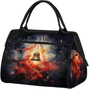 Colorful Starry Star Bell Travel Sports Bag for Women Essentials Customized Name Carry On Duffel Gym Bag Personalized Accessories Large Tote Weekender Bag Ladies Beach Waterproof Bag