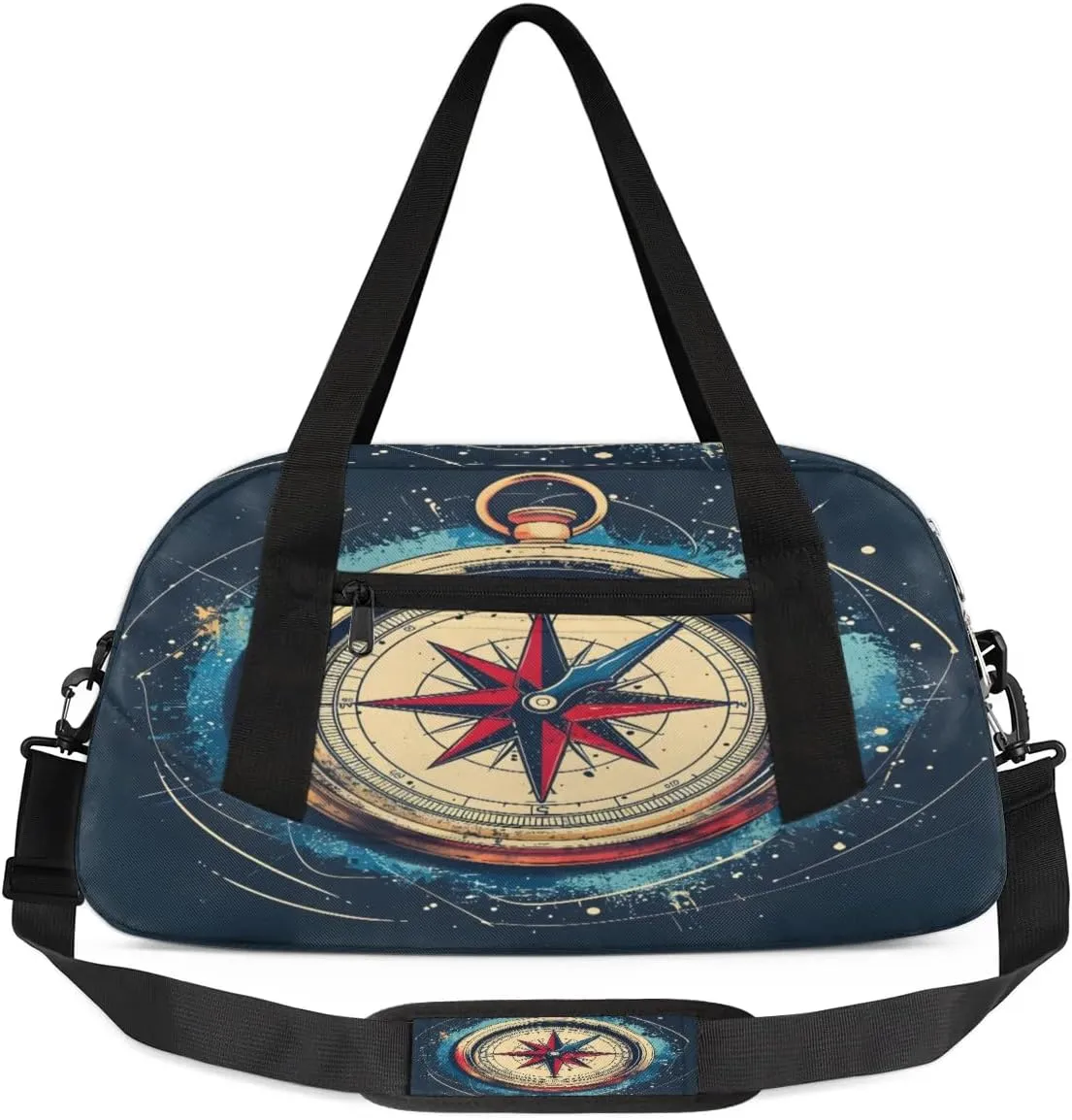 Compass Pictures Waterproof Sports Gym Bag Portable Dance Gymnastics Work Out Bag Lightweight Travel Duffel Bag Overnight Weekender Bag