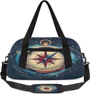Compass Pictures Waterproof Sports Gym Bag Portable Dance Gymnastics Work Out Bag Lightweight Travel Duffel Bag Overnight Weekender Bag
