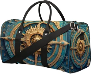 Compass Printed Travel Duffel Bag for Women Men Waterproof Foldable Overnight Weekender Bag Large Capacity Sports Gym Bag