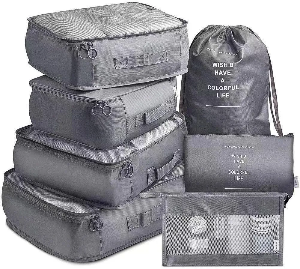 Compression Packing Cubes for Travel, Lightweight Vacation Travel Essentials, Travel Accessories for Suitcase Organizer Bags Set, Durable Luggage Organizer Travel Bags (gery 9 set)
