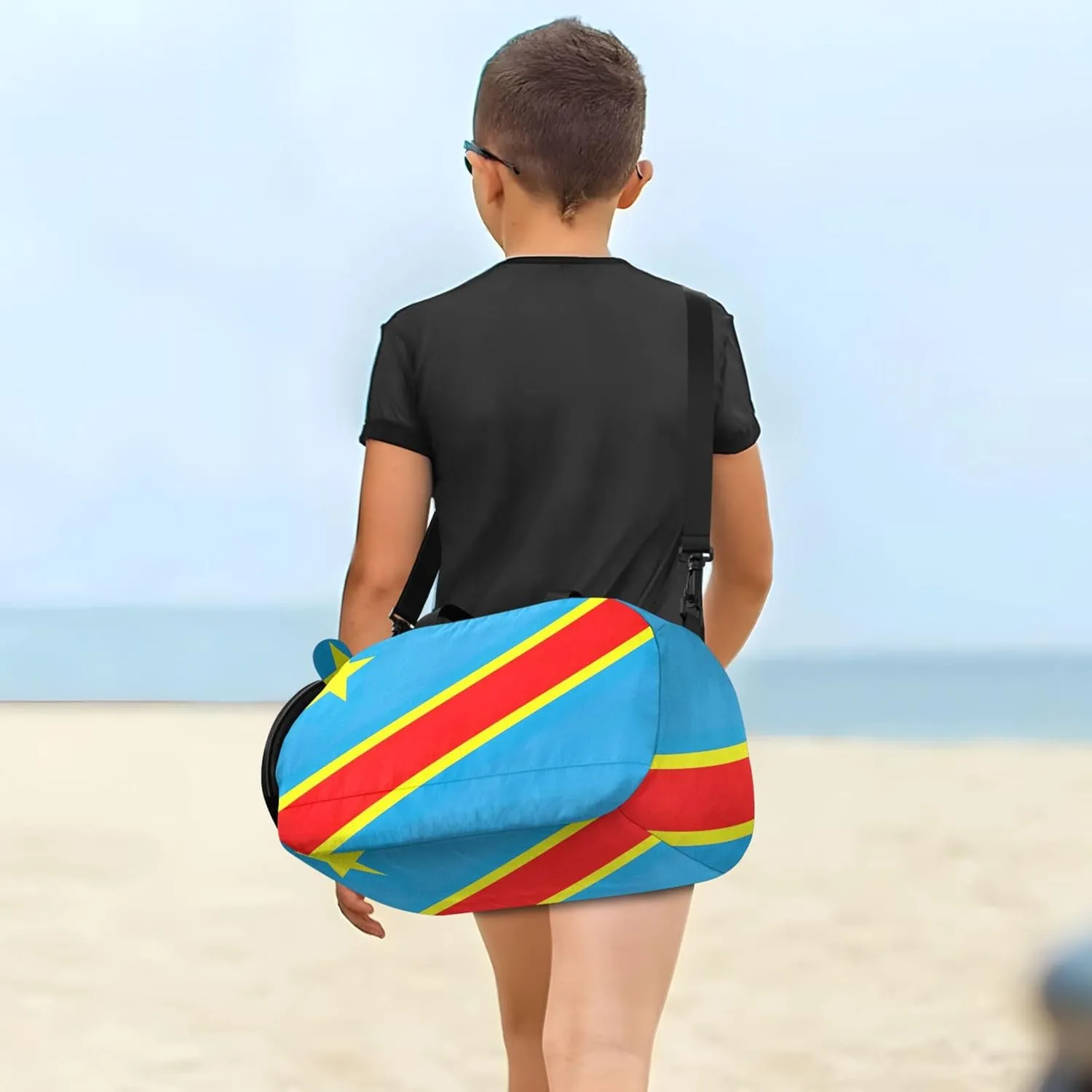 Congo Flag Travel Duffle Bags Girls Tote Overnight Weekender Duffel Shoe Compartment Carry on Duffel Bag Boys
