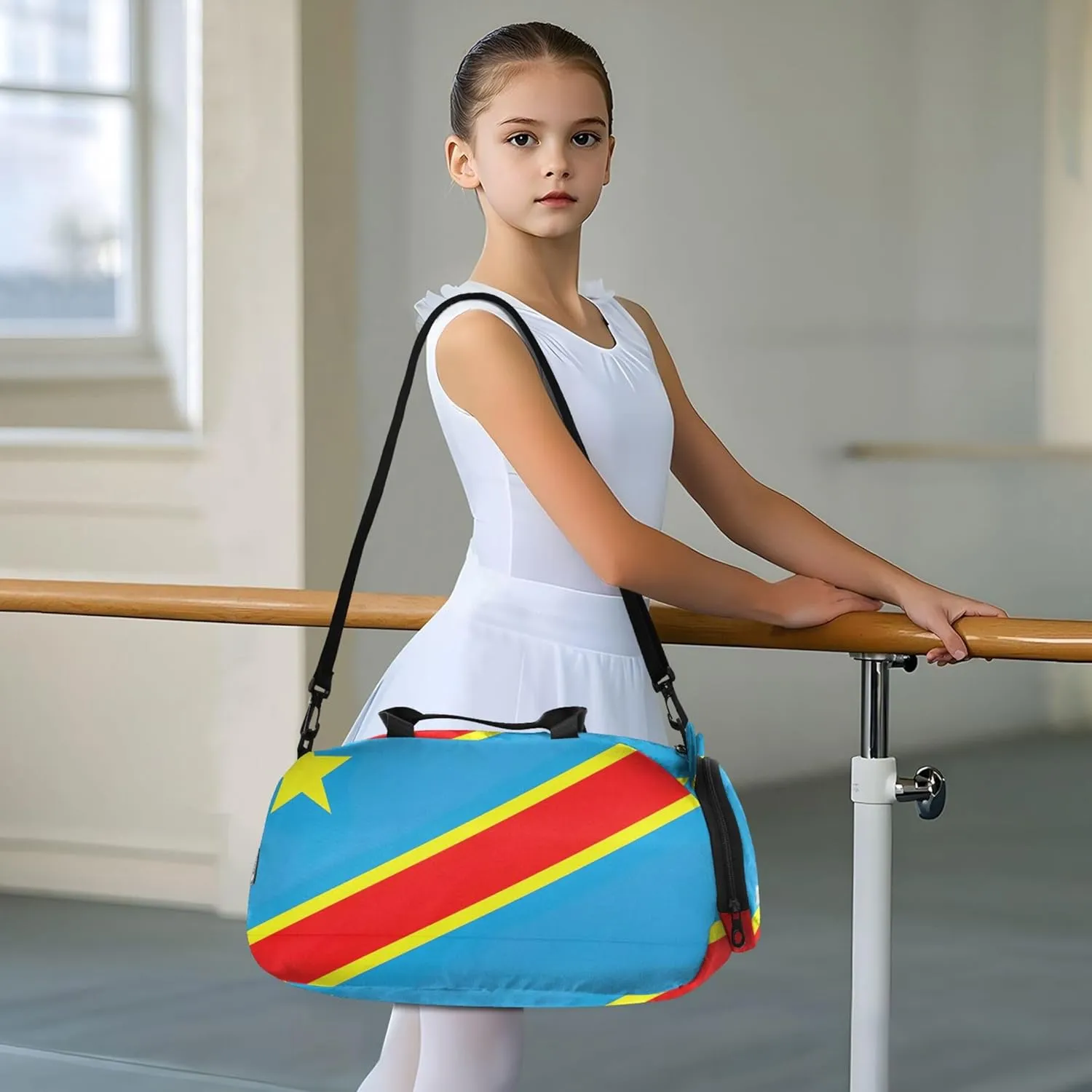Congo Flag Travel Duffle Bags Girls Tote Overnight Weekender Duffel Shoe Compartment Carry on Duffel Bag Boys