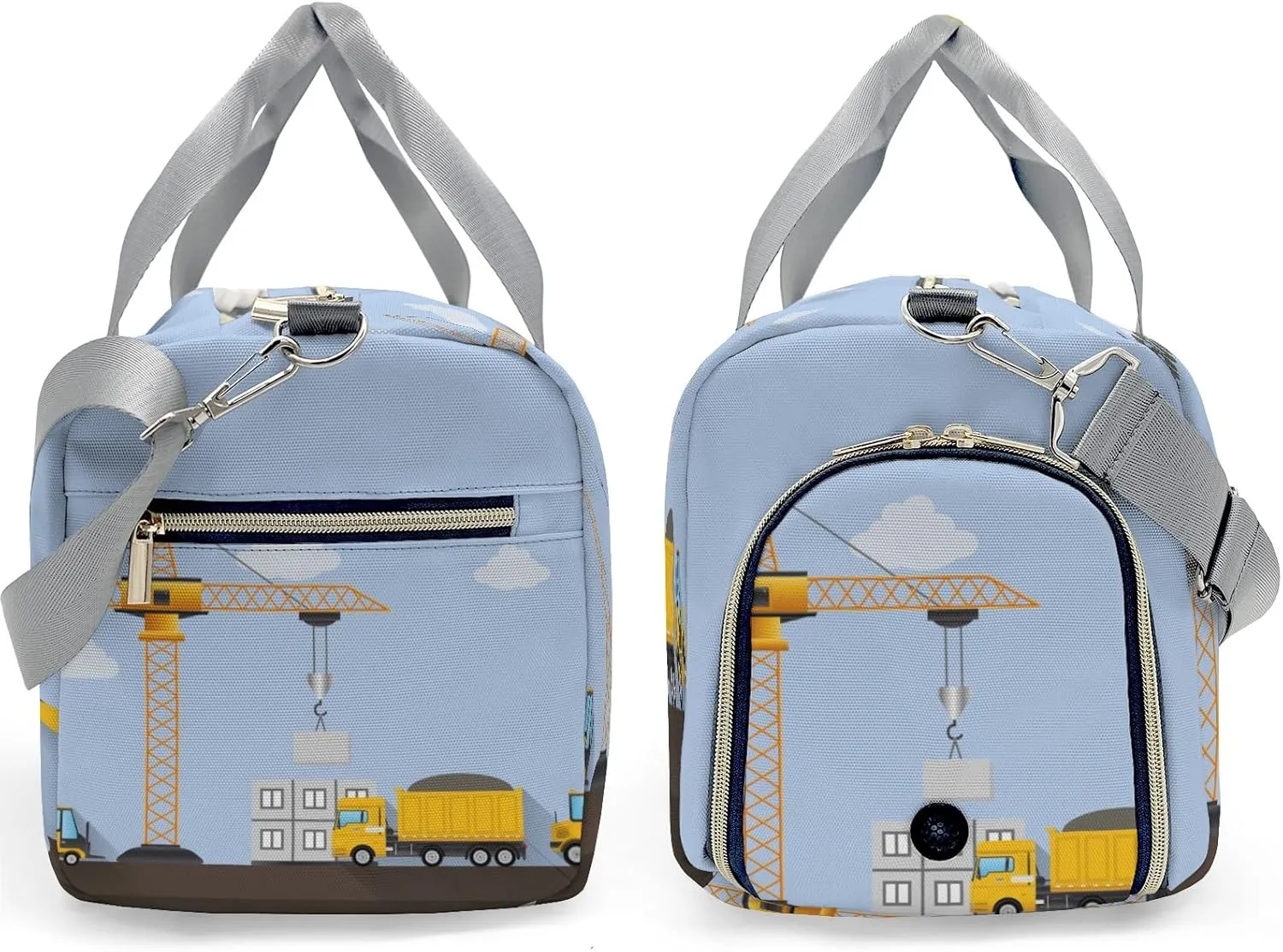 Construction Machinery Crane Personalized Duffel Bag,Custom Travel Gym Bag with Name,Waterproof Sports Overnight Bag with Shoe Compartment & Shoulder Strap