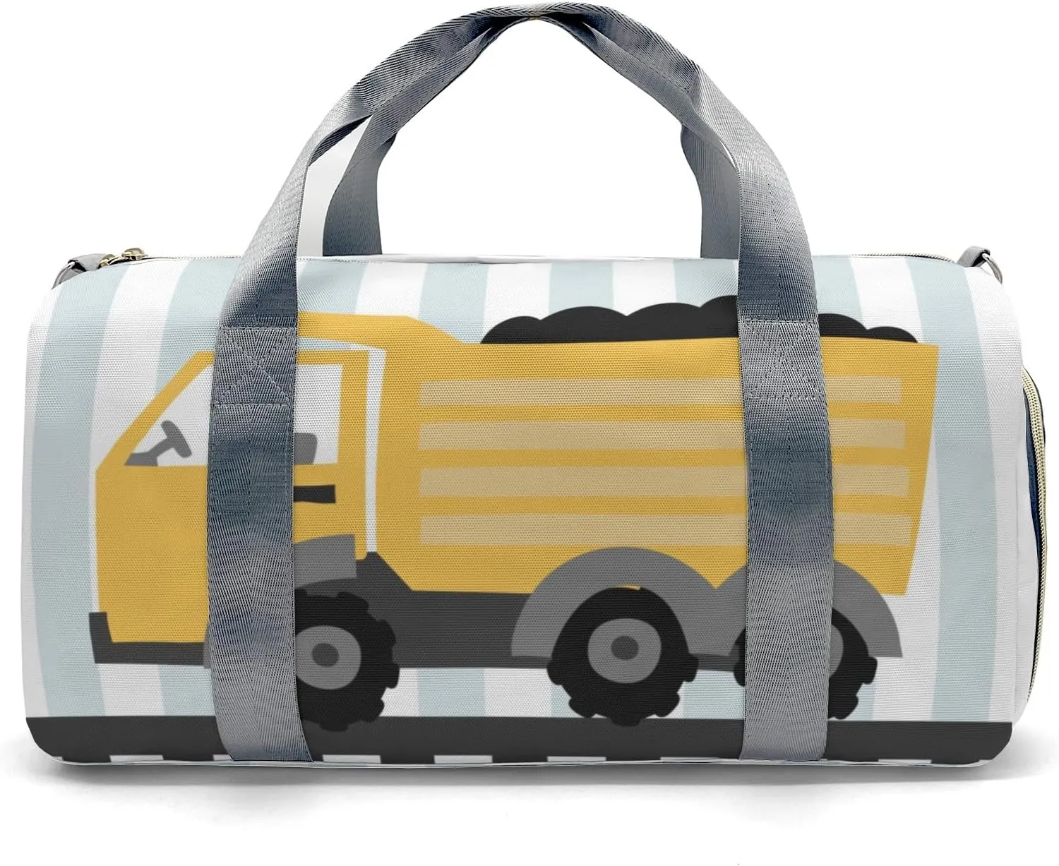 Construction Machinery Dots 1 Personalized Duffel Bag,Custom Travel Gym Bag with Name,Waterproof Sports Overnight Bag with Shoe Compartment & Shoulder Strap