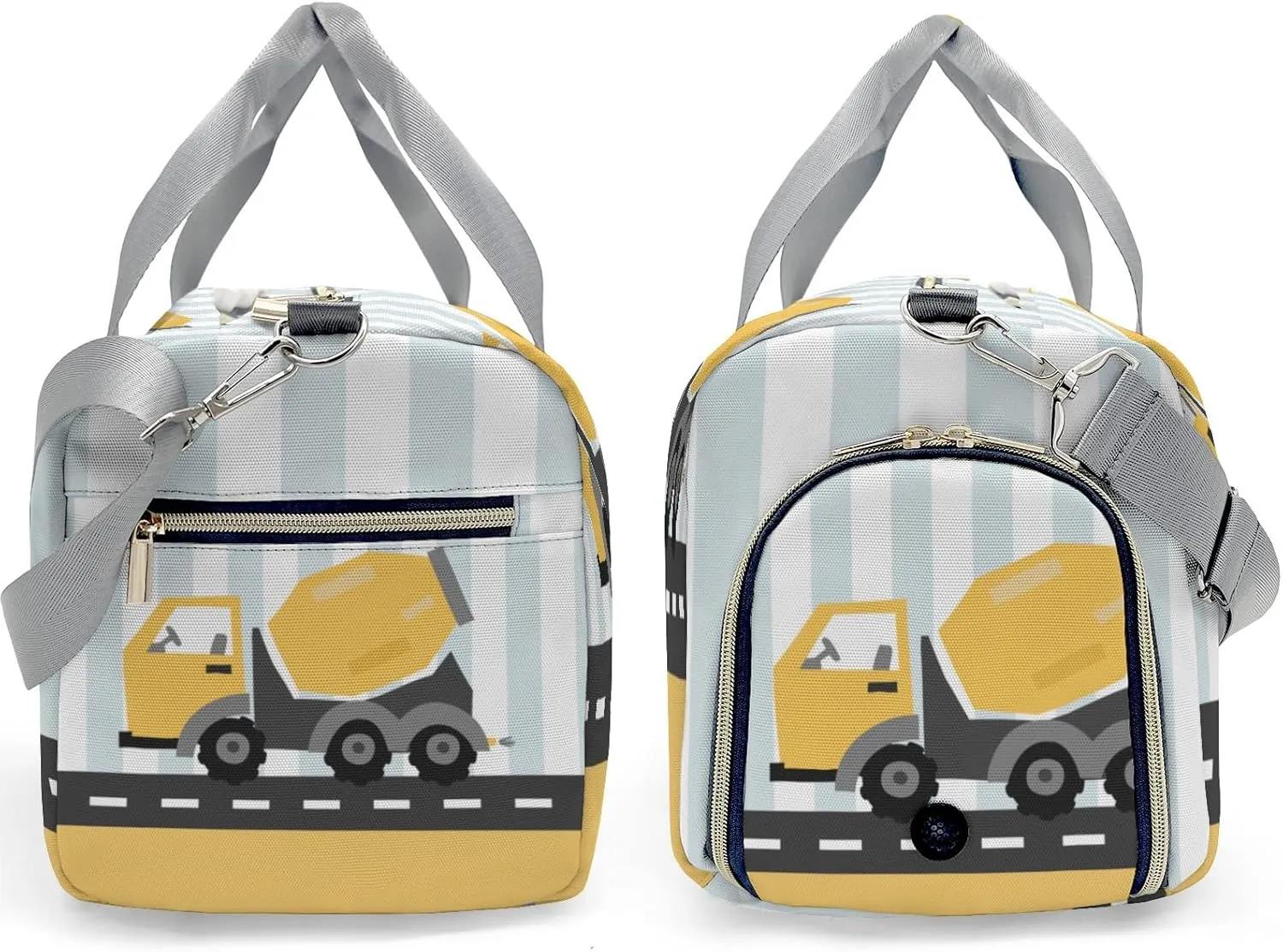 Construction Machinery Dots 2 Personalized Duffel Bag,Custom Travel Gym Bag with Name,Waterproof Sports Overnight Bag with Shoe Compartment & Shoulder Strap