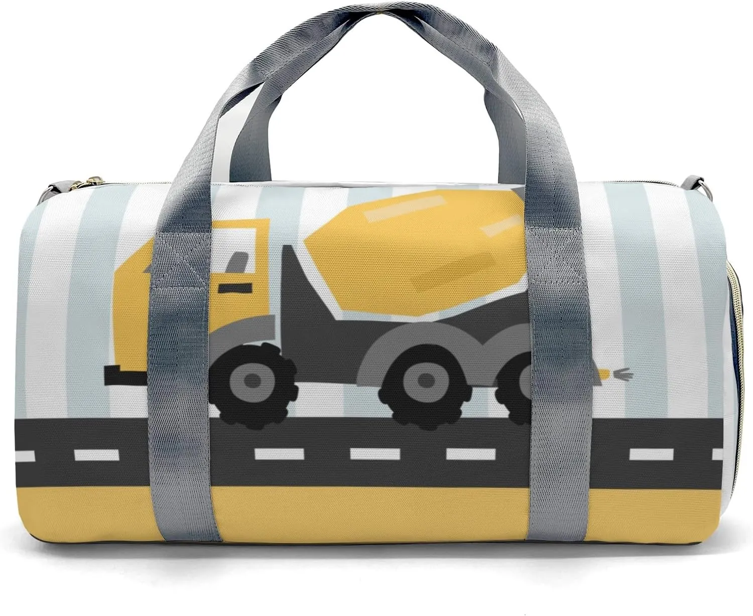 Construction Machinery Dots 2 Personalized Duffel Bag,Custom Travel Gym Bag with Name,Waterproof Sports Overnight Bag with Shoe Compartment & Shoulder Strap
