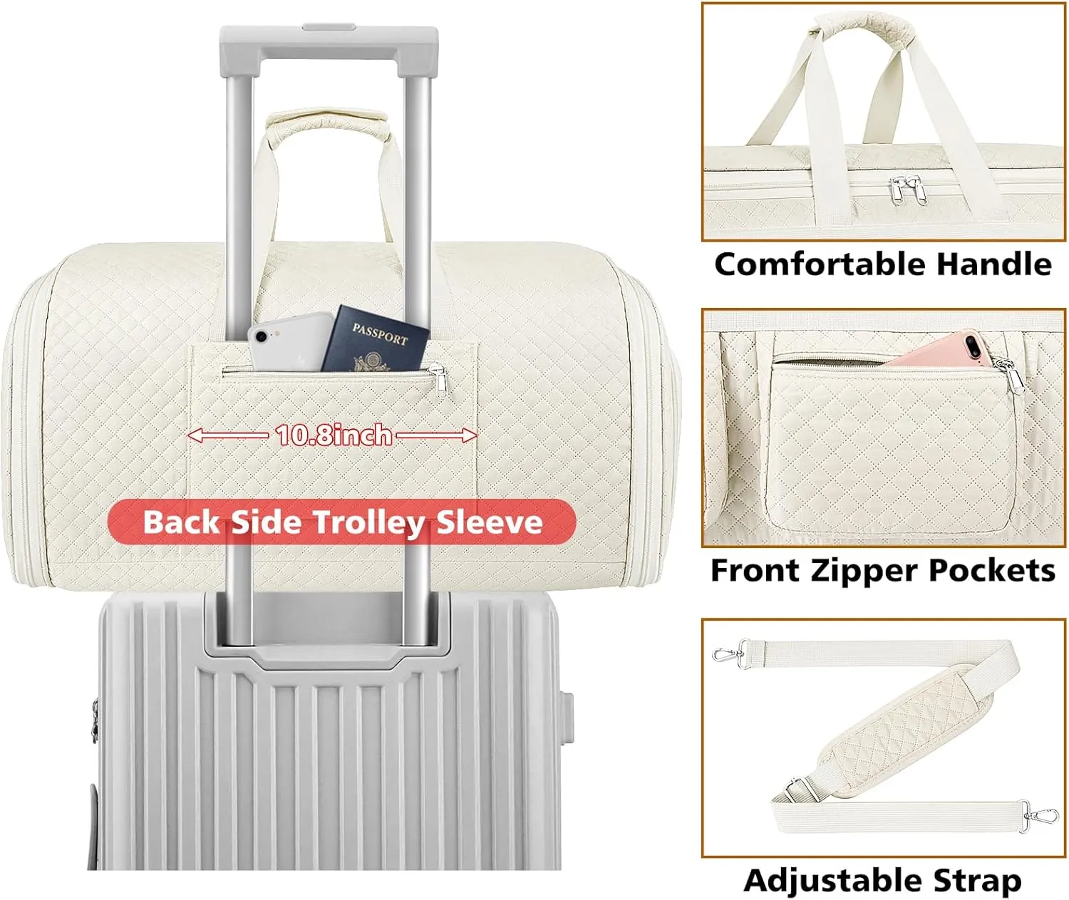 Convertible Garment Duffel Bags for Travel - Carry on Garment Bag with Toiletry Bag Storage Bag Large Travel Duffel Bag 2 in 1 Hanging Suit Bag Weekender Bag for Men Women 3pcs Set
