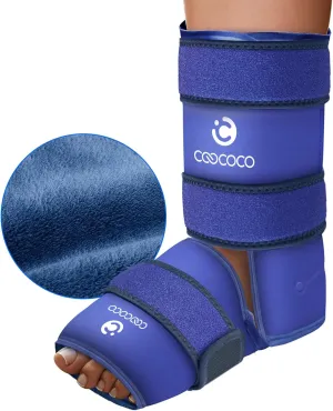 CooCoCo Large Ankle Ice Pack Wrap for Plantar Fasciitis Relief, Reusable Gel Cold Packs for Achilles Tendonitis, Sprained Ankles and Heels, Foot Pain Relief, Hot & Cold Therapy, 1 Pack