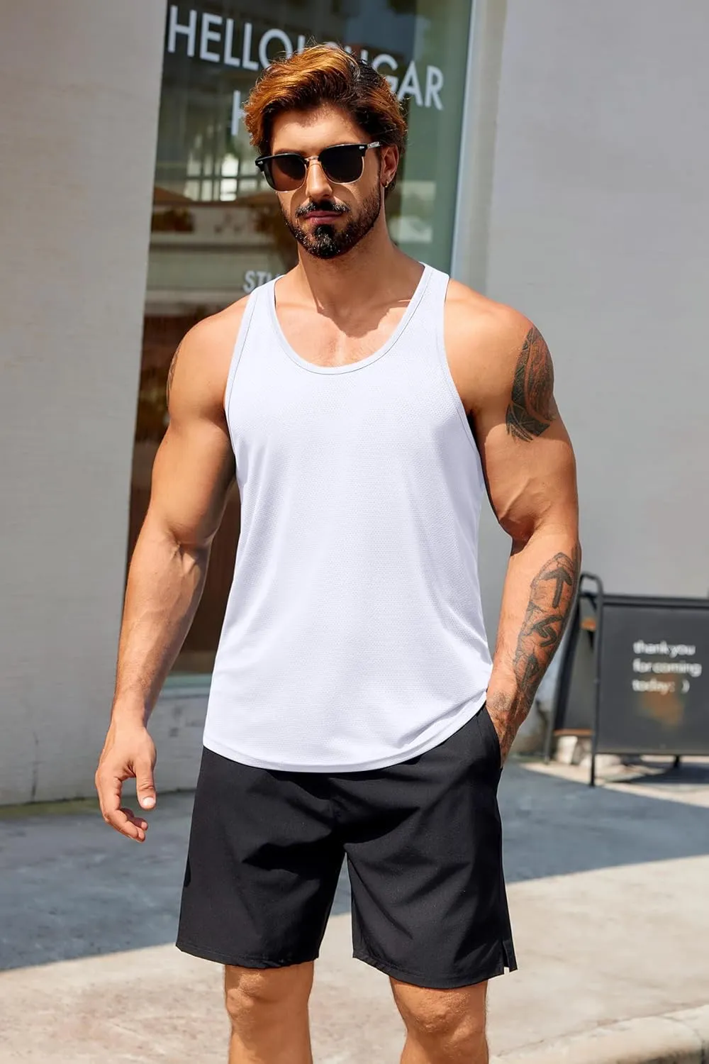 COOFANDY Men's 3 Pack Workout Tank Tops Quick Dry Gym Sleeveless Muscle T Shirts Y Back Athlectic Tank Bodybuilding Top