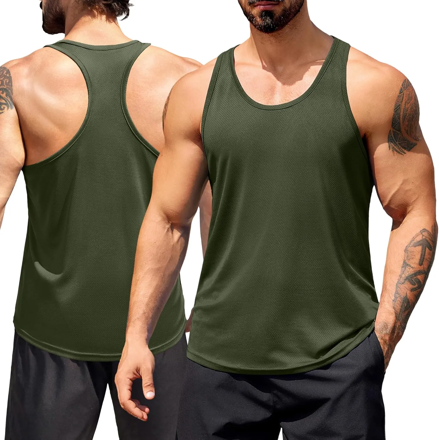 COOFANDY Men's 3 Pack Workout Tank Tops Quick Dry Gym Sleeveless Muscle T Shirts Y Back Athlectic Tank Bodybuilding Top