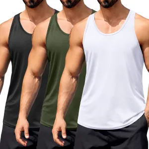 COOFANDY Men's 3 Pack Workout Tank Tops Quick Dry Gym Sleeveless Muscle T Shirts Y Back Athlectic Tank Bodybuilding Top