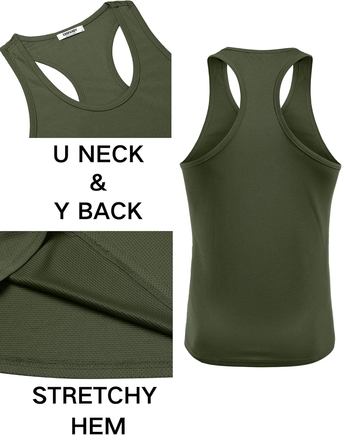 COOFANDY Men's 3 Pack Workout Tank Tops Quick Dry Gym Sleeveless Muscle T Shirts Y Back Athlectic Tank Bodybuilding Top