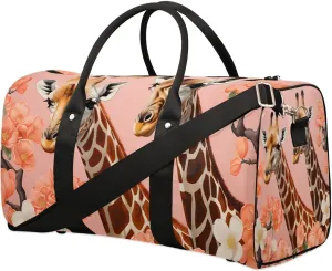 Cool Animal Giraffe Travel Duffel Bag for Women Men Waterproof Foldable Overnight Weekender Bag Large Capacity Sports Gym Bag