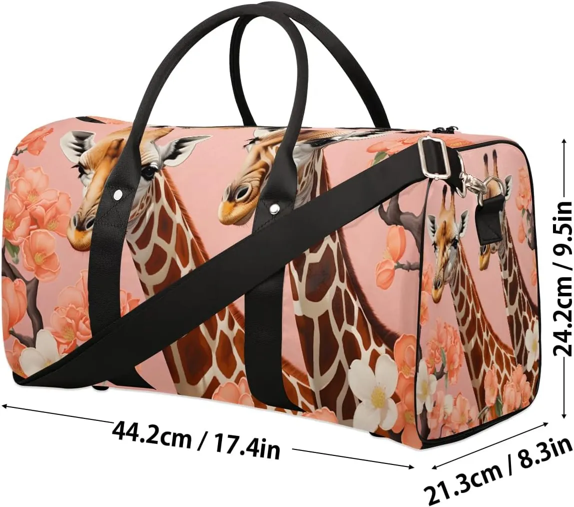 Cool Animal Giraffe Travel Duffel Bag for Women Men Waterproof Foldable Overnight Weekender Bag Large Capacity Sports Gym Bag