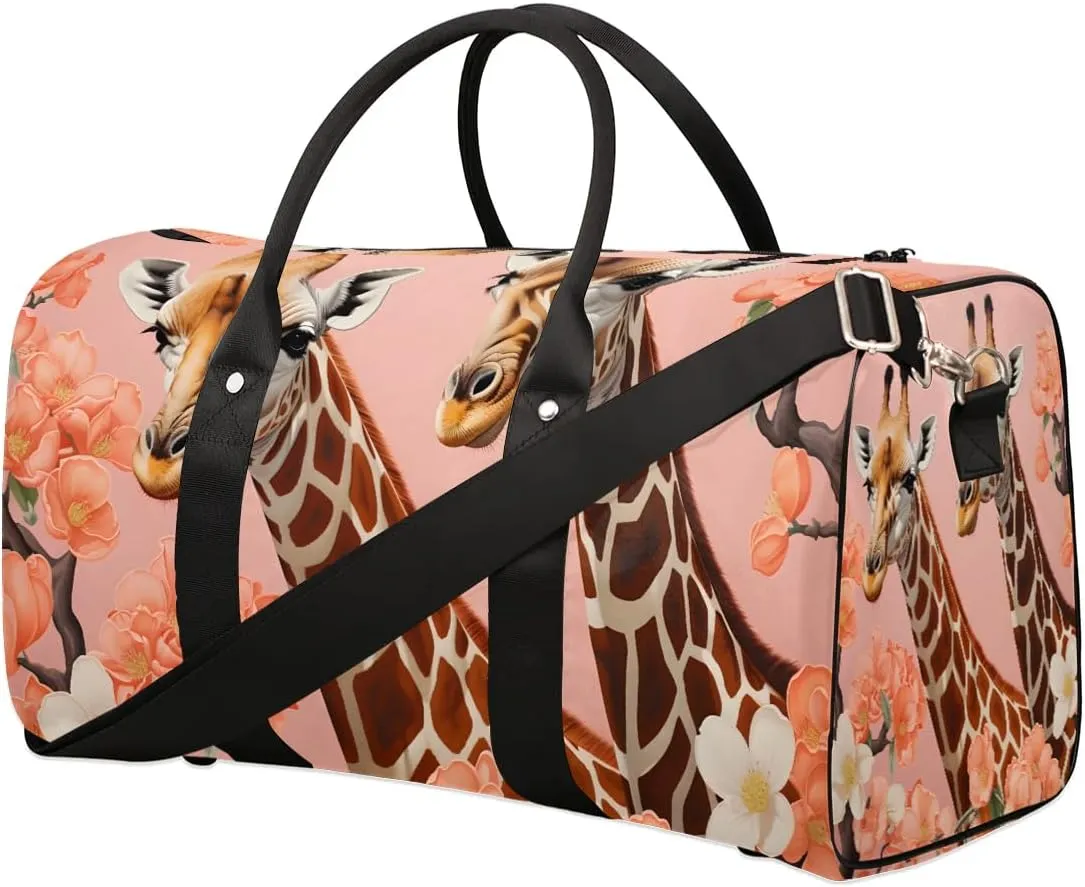 Cool Animal Giraffe Travel Duffel Bag for Women Men Waterproof Foldable Overnight Weekender Bag Large Capacity Sports Gym Bag