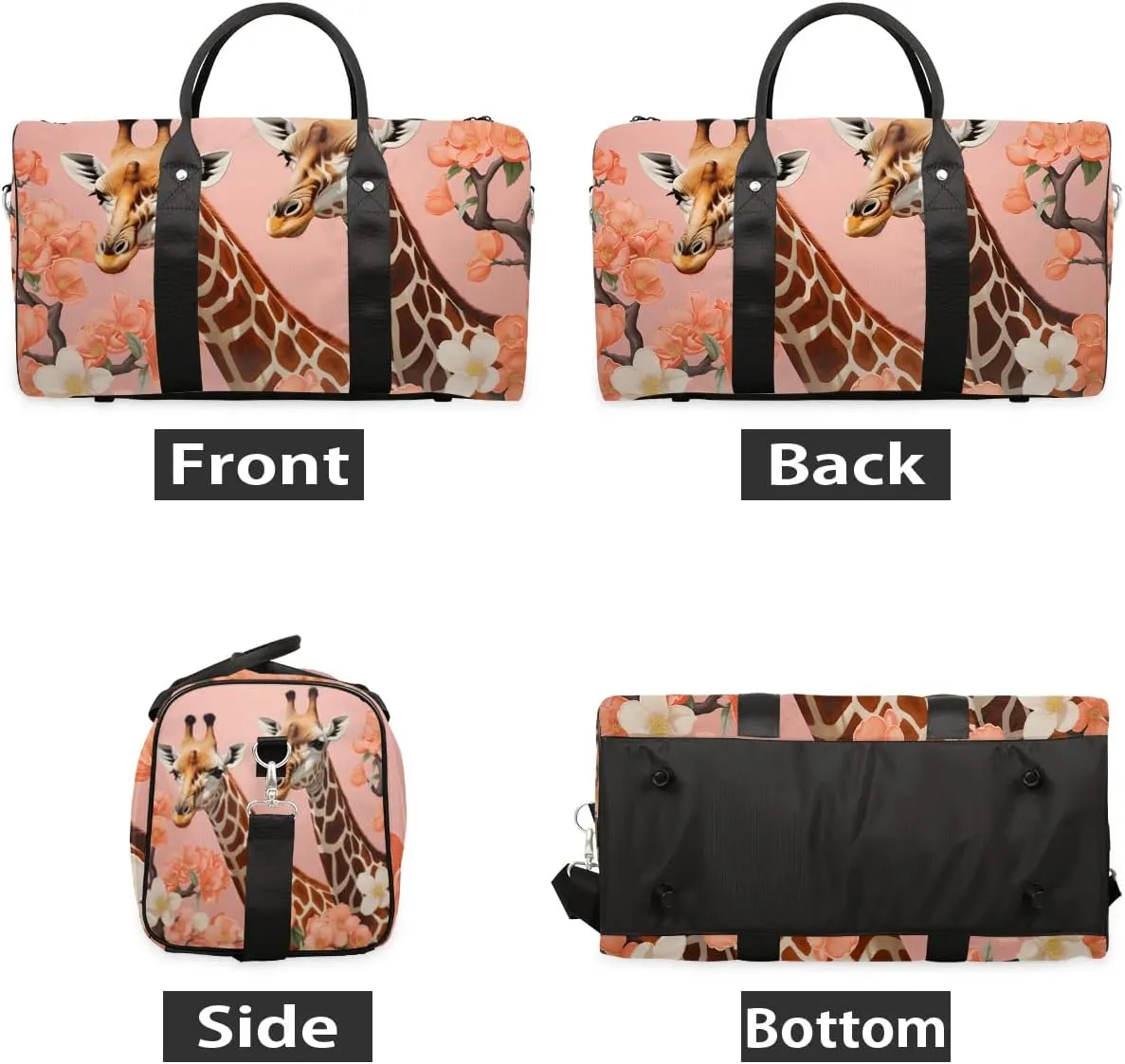 Cool Animal Giraffe Travel Duffel Bag for Women Men Waterproof Foldable Overnight Weekender Bag Large Capacity Sports Gym Bag