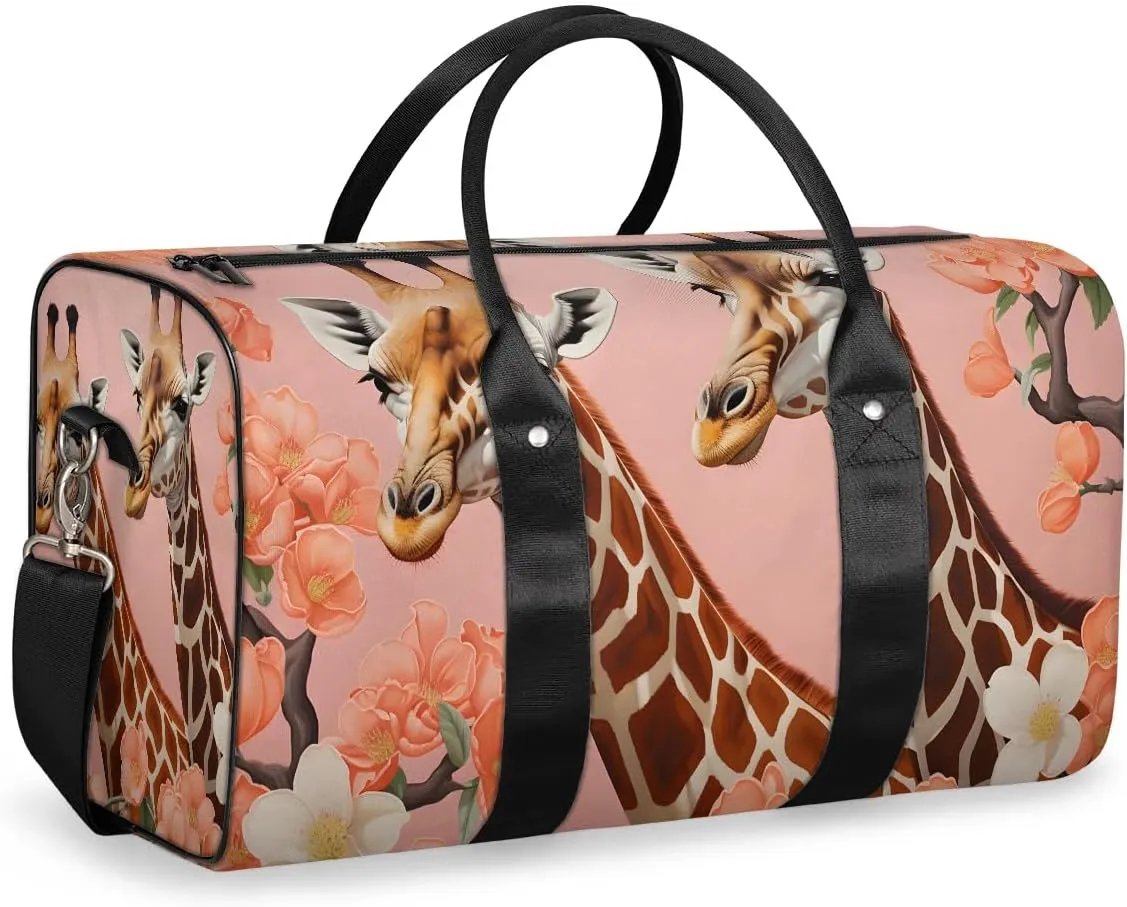 Cool Animal Giraffe Travel Duffel Bag for Women Men Waterproof Foldable Overnight Weekender Bag Large Capacity Sports Gym Bag