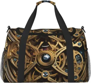 Cool Steampunk Gears Travel Duffel Bag Lightweight Waterproof Carry On Tote Bag Foldable Weekender Overnight Bags Sport Gym Bag For Women Men