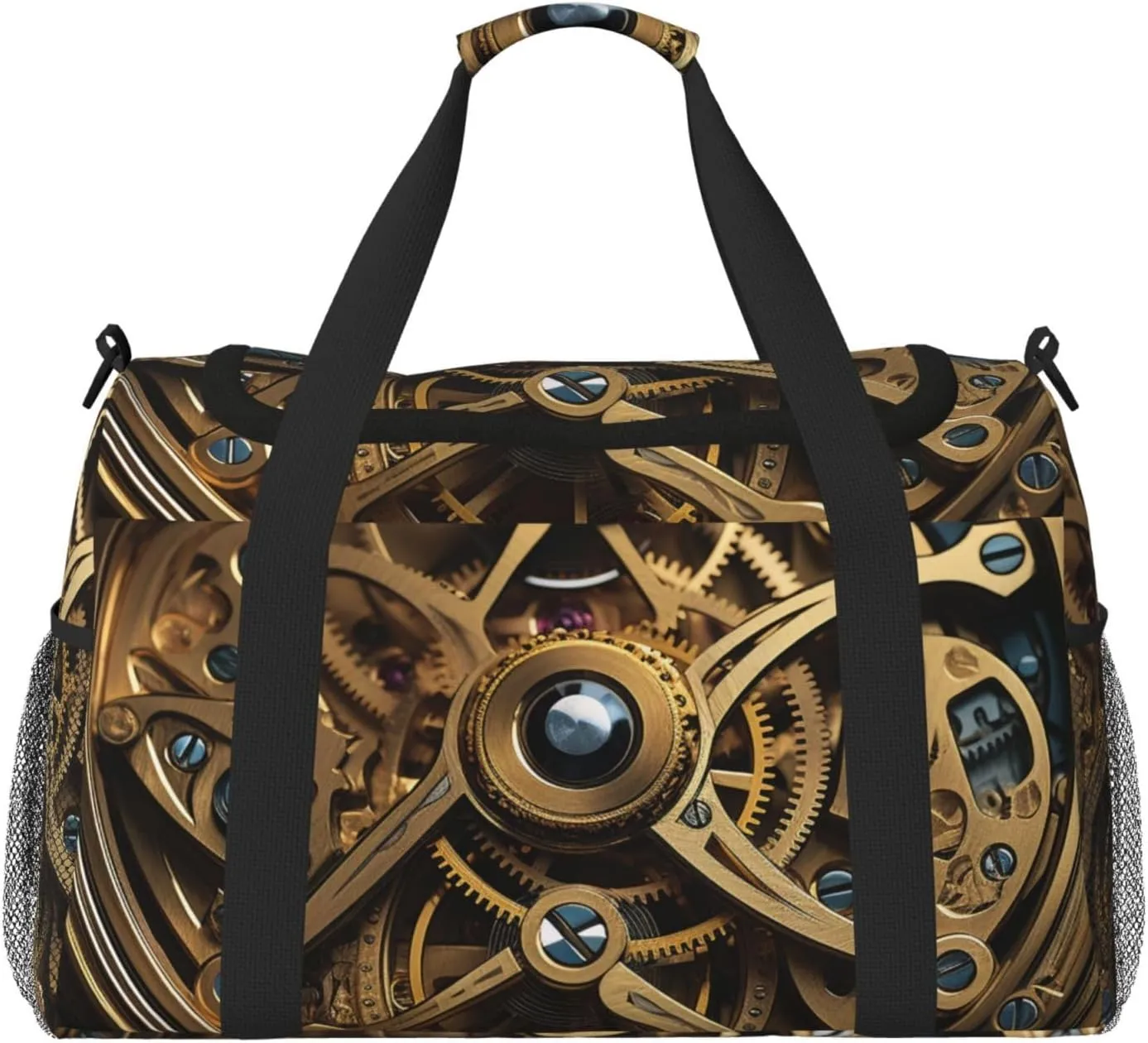Cool Steampunk Gears Travel Duffel Bag Lightweight Waterproof Carry On Tote Bag Foldable Weekender Overnight Bags Sport Gym Bag For Women Men