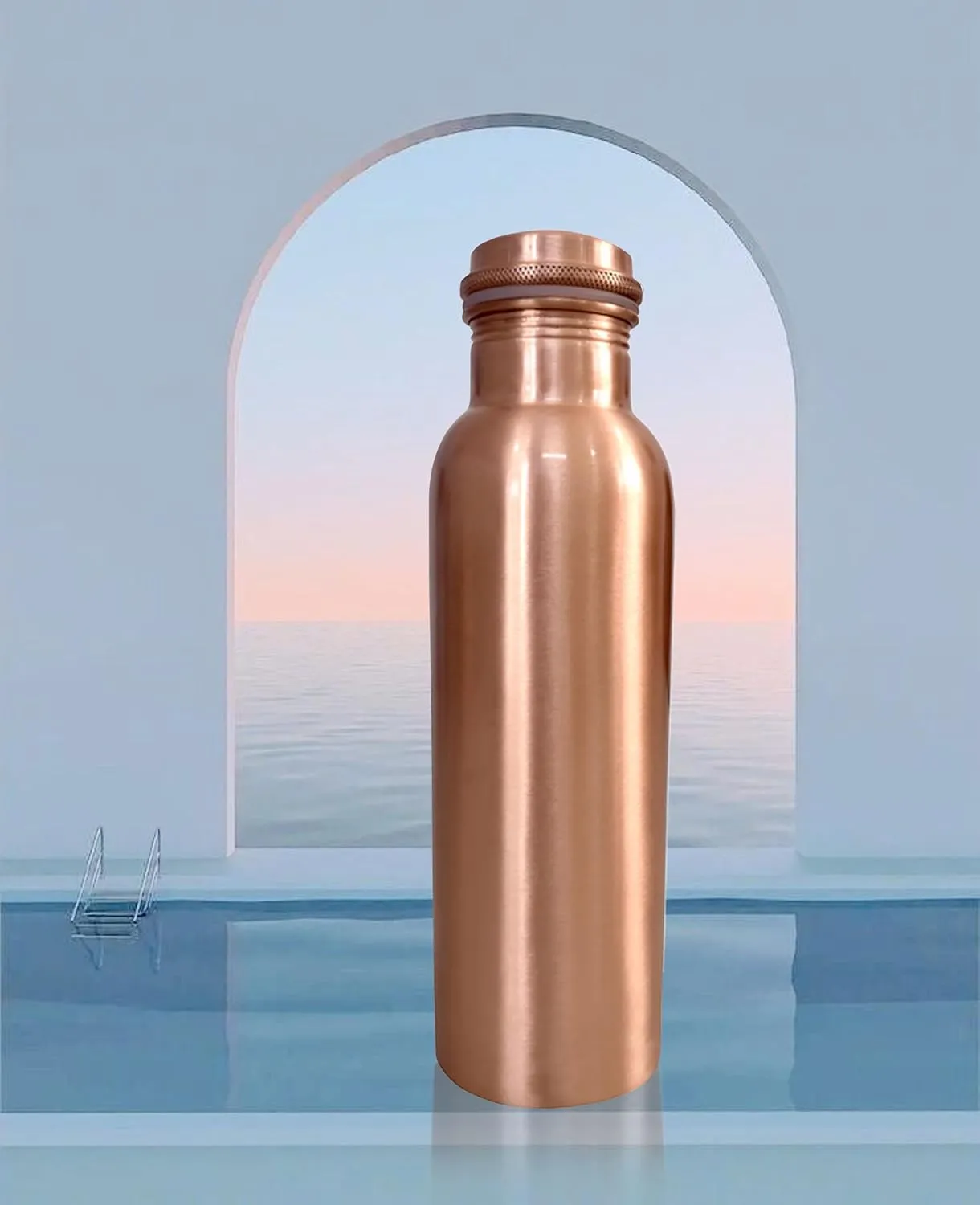 Copper Water Bottle 100% Pure Copper Bottle for Drinking Water Leak Proof Joint Less Indian Water Drinking Copper Bottle for Home, Office, Hotel and Sports