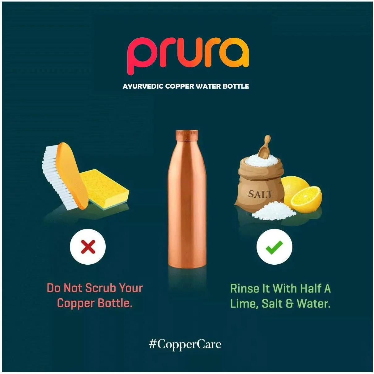 Copper Water Bottle 100% Pure Copper Bottle for Drinking Water Leak Proof Joint Less Indian Water Drinking Copper Bottle for Home, Office, Hotel and Sports