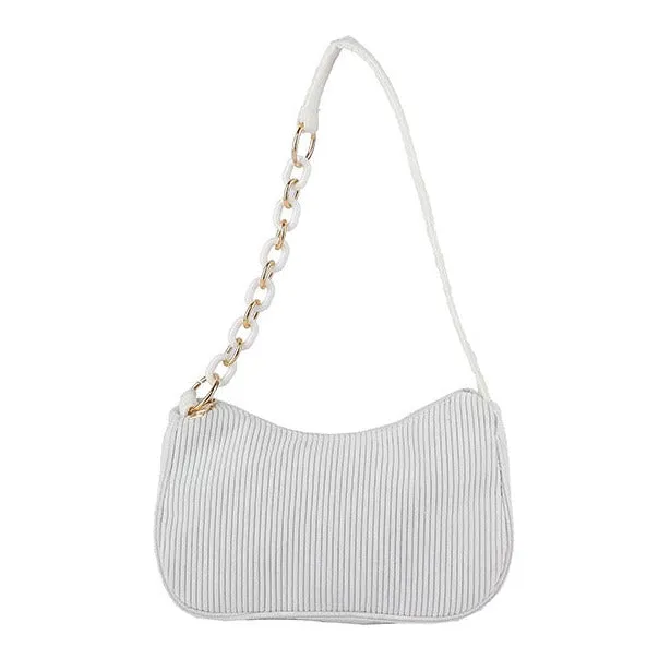 Corduroy Chain Shoulder Bag