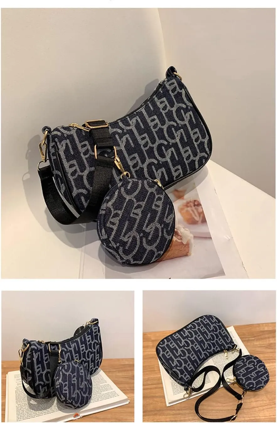 Corduroy Crossbody Bag with Coin Purse for Women Multipurpose Corduroy Shoulder Phone Purse including 2 Size Bags