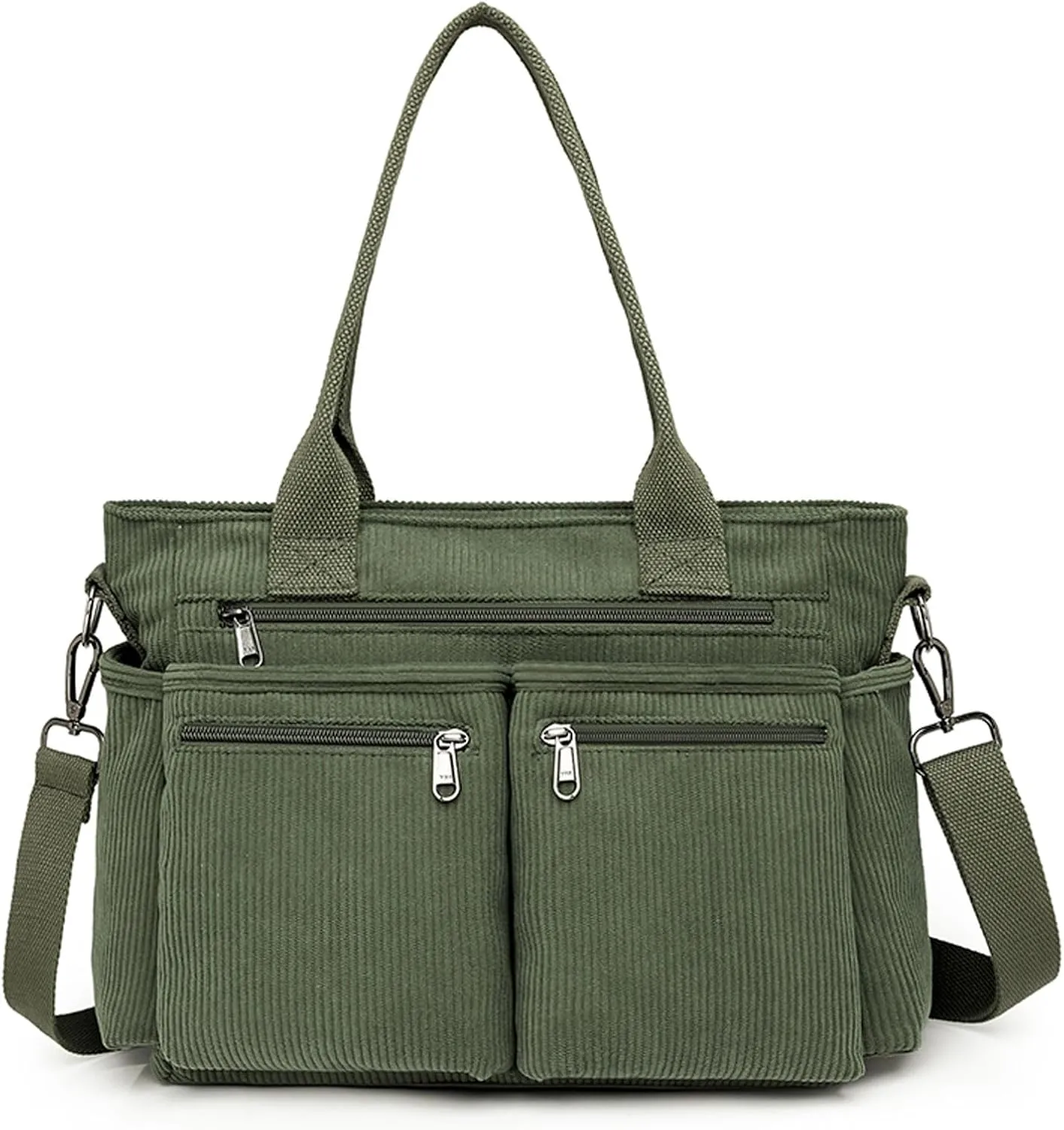 Corduroy Crossbody Tote Bag for Women Cute Shoulder Bag Large Messenger Bag Commuter School Purse Handbag Work Multi Pocket