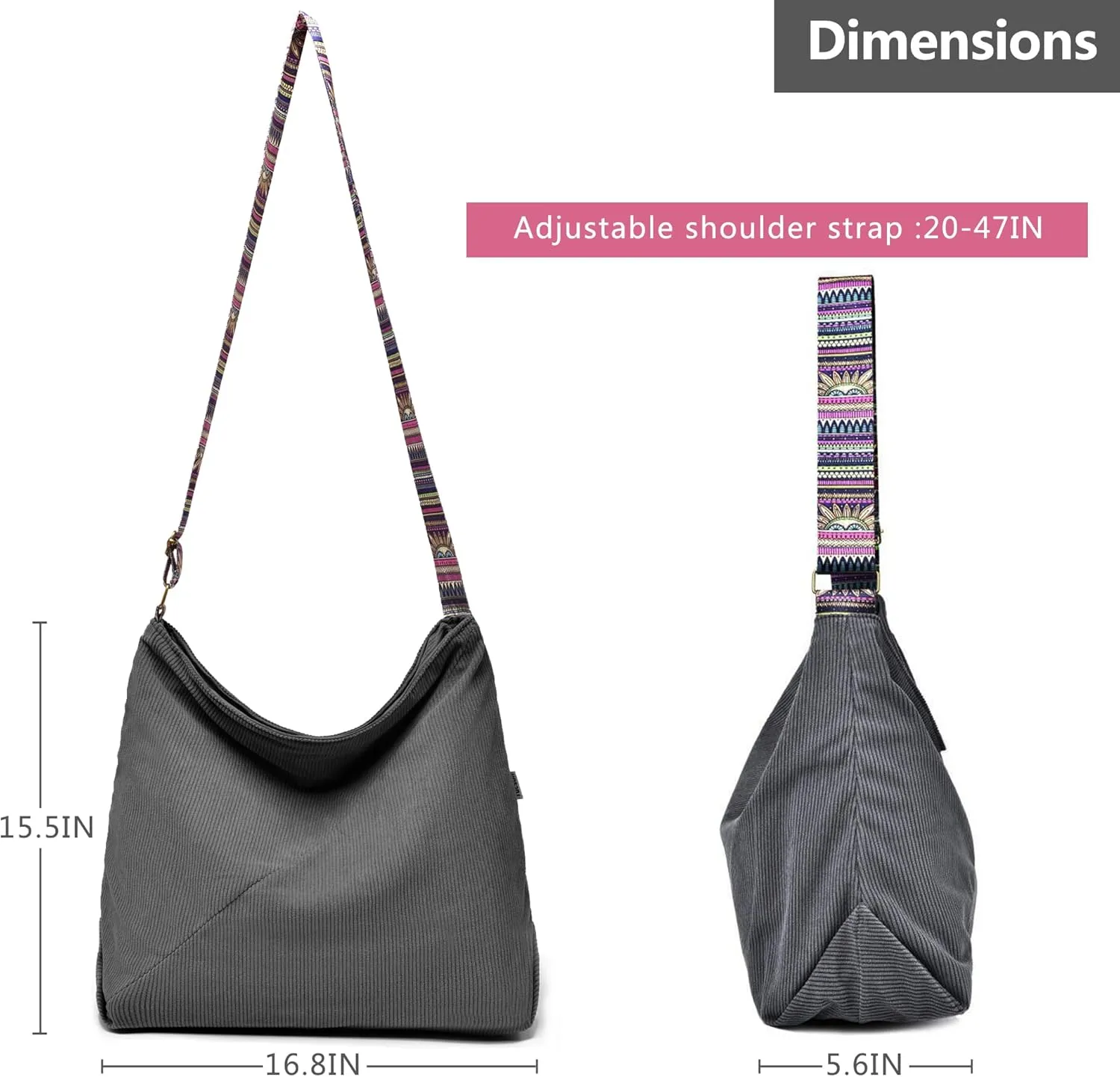 Corduroy Hobo Bag for Women Large Fashion Crossbody Bags Fashion shoulder Bag Purse Travel Tote Bag