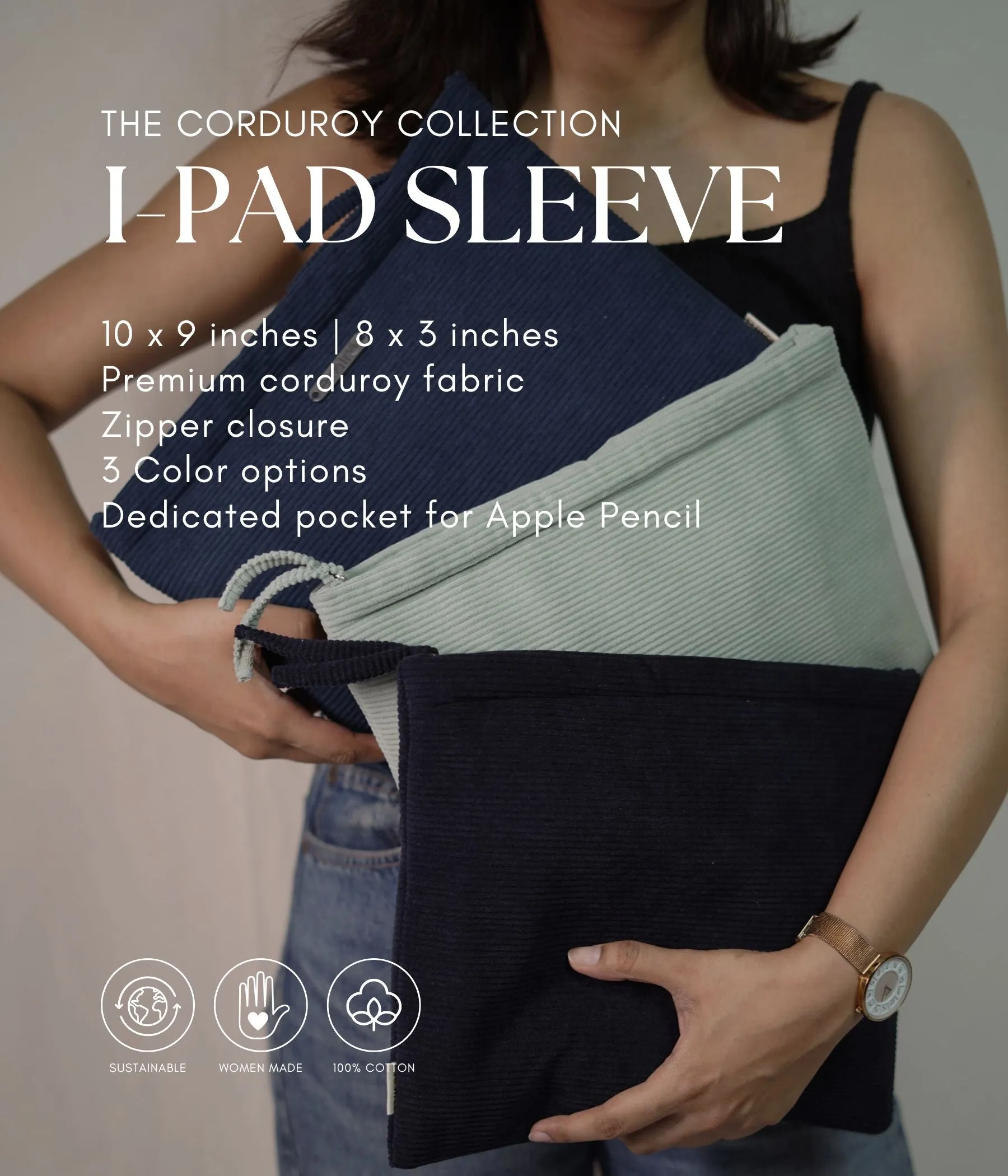 Corduroy I-pad Sleeve Midnight Sky