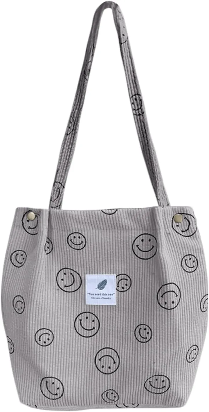 Corduroy Tote Bag Aesthetic Cute Tote Bags Large School Shoulder Bags for Girls Trendy Stuff