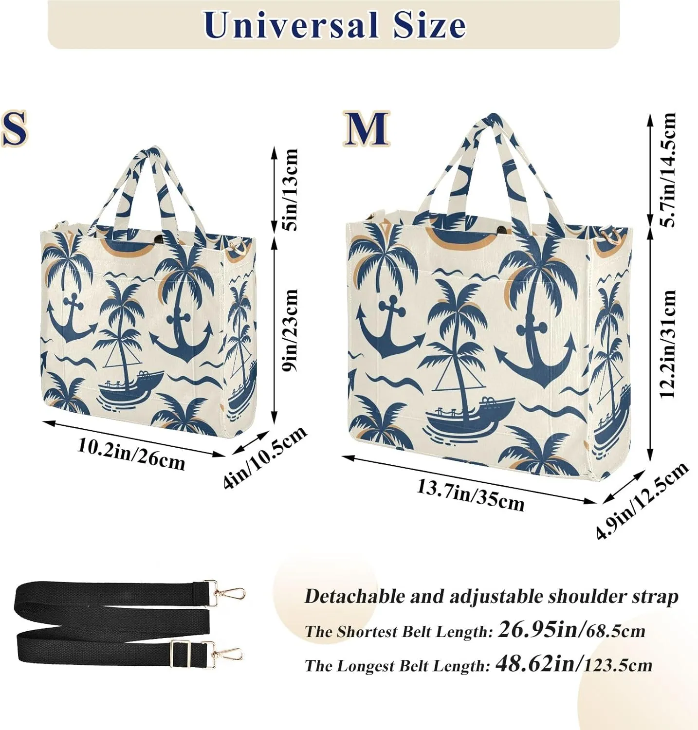 Corduroy Tote Bag Cartoon Coconut Tree Spear and Waves Women Crossbody Bag