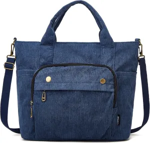 Corduroy Tote Bag for Women Girl Casual Shoulder Handbags Crossbody Bag with Zipper and Outer Pocket