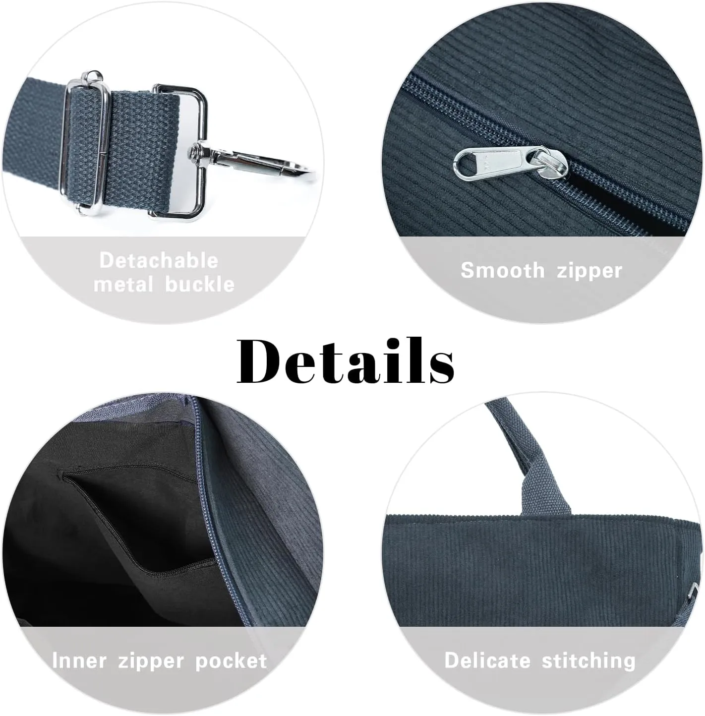 Corduroy Tote Bag for Women Large Crossbody Bags Shoulder Tote Bag with Multi Pockets Satchel Bags Handbag for Work