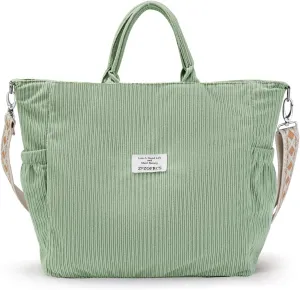 Corduroy Tote Bag for Women Large Hobo Bags Tote Bag with Zipper Casual Shoulder Handbags Work Shopping Bag