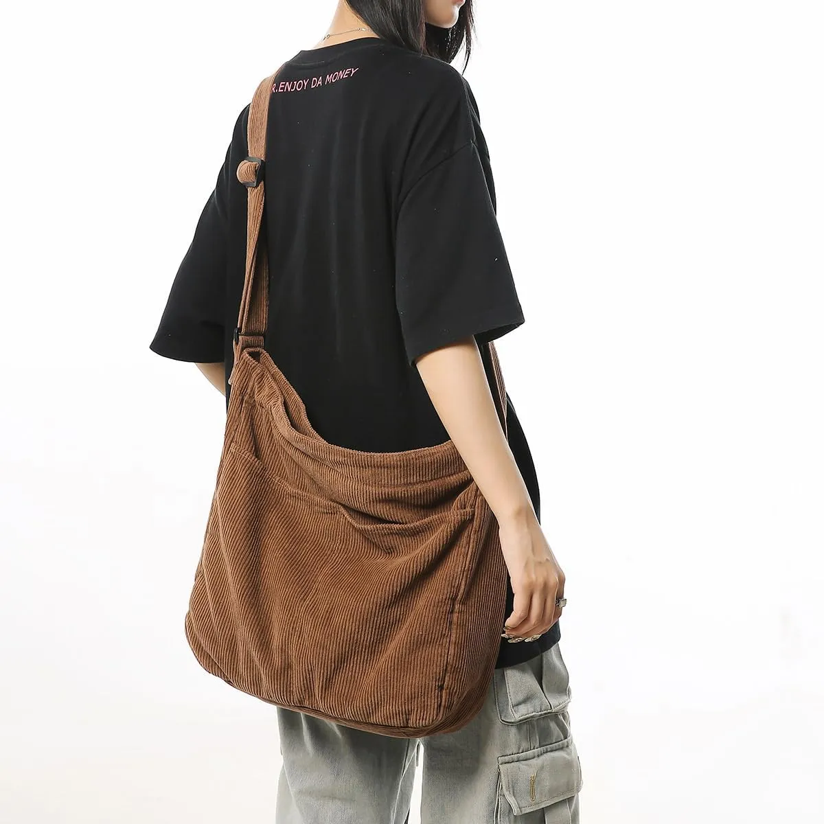 Corduroy Tote Bag for Women with Zipper,Hobo Crossbody Bags for Women Shoulder Bag Purses and Handbags
