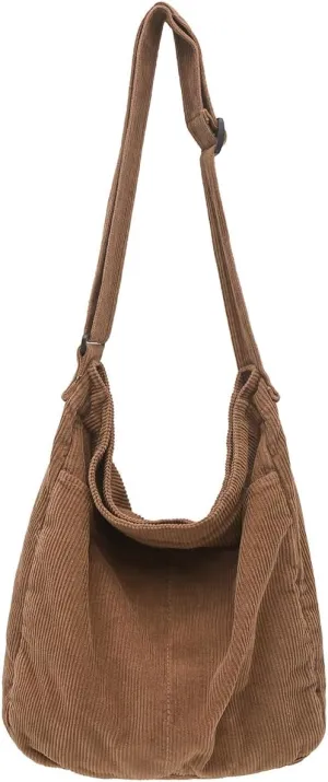 Corduroy Tote Bag for Women with Zipper,Hobo Crossbody Bags for Women Shoulder Bag Purses and Handbags