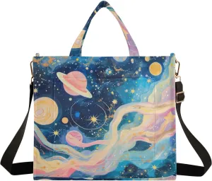 Corduroy Tote Bag Imaginary Starry Sky Women Crossbody Bag with Detachable and Adjustable Shoulder Strap