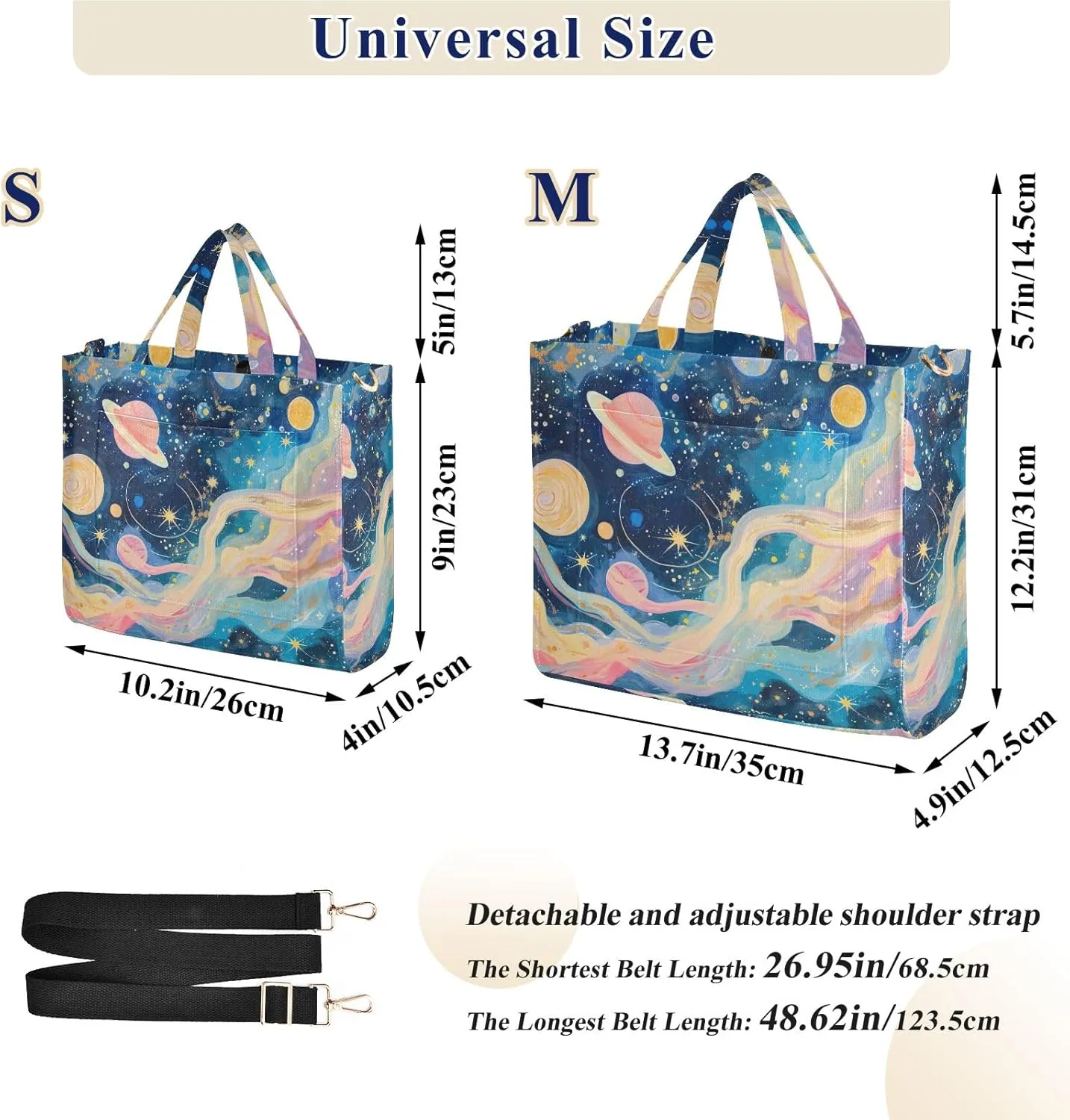 Corduroy Tote Bag Imaginary Starry Sky Women Crossbody Bag with Detachable and Adjustable Shoulder Strap