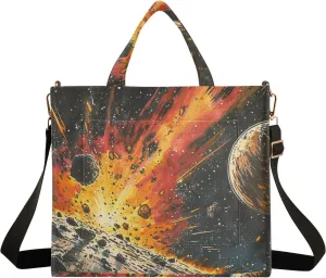 Corduroy Tote Bag Meteorite in Starry Sky Women Crossbody Bag with Detachable and Adjustable Shoulder Strap