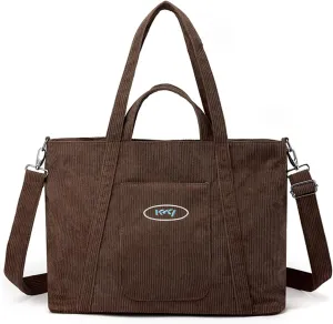 Corduroy Tote - Women's Large Capacity Crossbody & Shoulder Bag