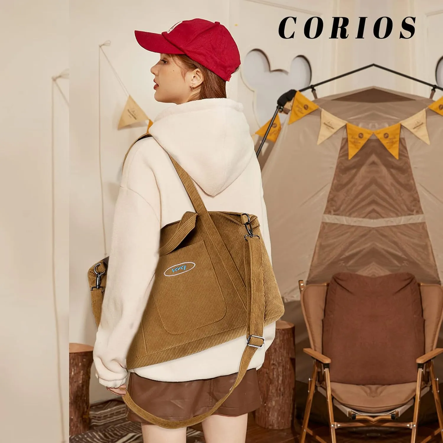 Corduroy Tote - Women's Large Capacity Crossbody & Shoulder Bag
