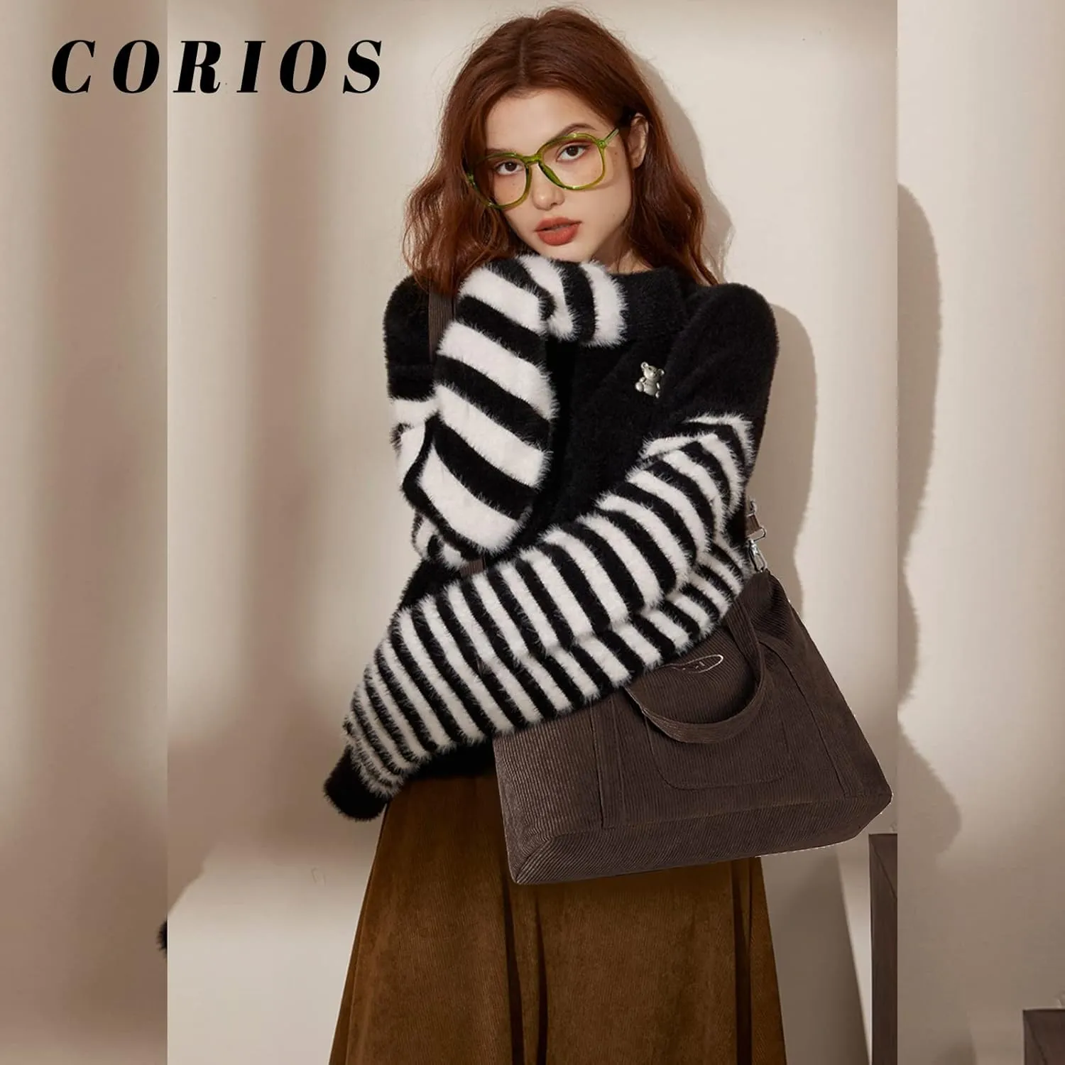 Corduroy Tote - Women's Large Capacity Crossbody & Shoulder Bag