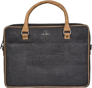 Cork Slim Laptop Bag With Tab - Unisex Luxury Work Briefcase For Men & Women - Sustainable Vegan Leather Business Bag